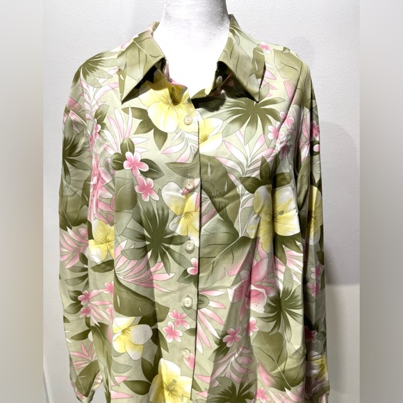 Pendleton shirt button up silk blend floral spring summer women’s 20W - Picture 3 of 10